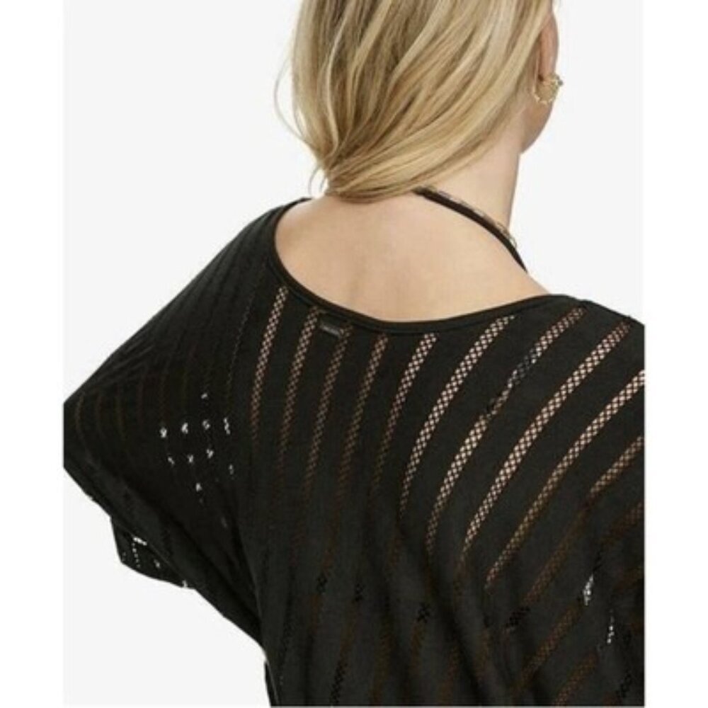 Calvin Klein Black Striped Maxi Caftan Cover-up One Size NWT - Picture 3 of 5